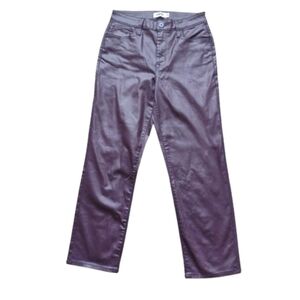 NEW Edgely Waxed  Pants Slim Straight Ankle High-Rise 10 Merlot Burgundy